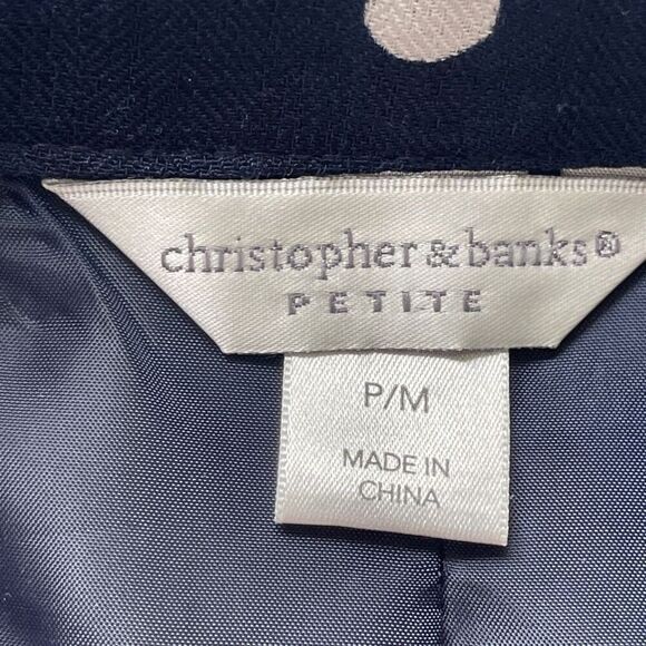 Christopher & Banks Womens Polka Dots Button Down Ruffle Blazer Jacket Black PM - Picture 6 of 9